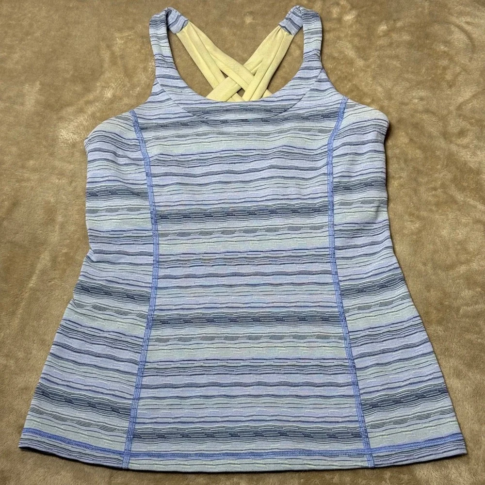 Lululemon Free To Be Tank Top Blue Purple Space Dye Strappy Back Size 6 Cotton